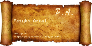 Petyko Antal névjegykártya